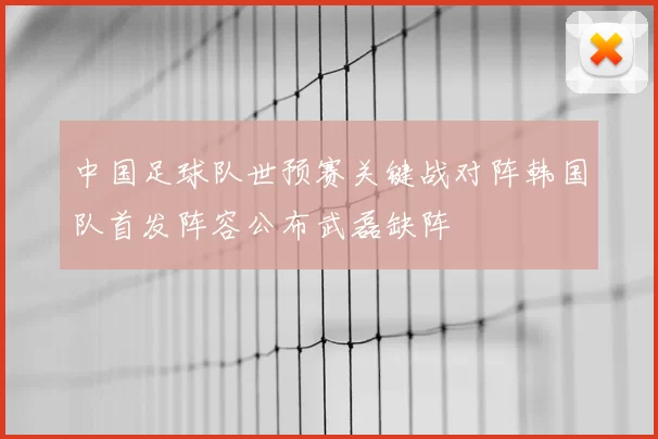 中国足球队世预赛关键战对阵韩国队首发阵容公布武磊缺阵